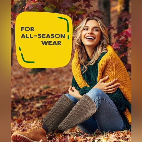 Leg Warmers for Women, 6 Pairs Knee High Cable Knit Warm Thermal Acrylic Sleeves - Picture 6 of 8